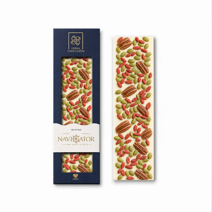 Navigator Marine | White Chocolate with Pecans, Pumpkin Seeds and Goji Berries